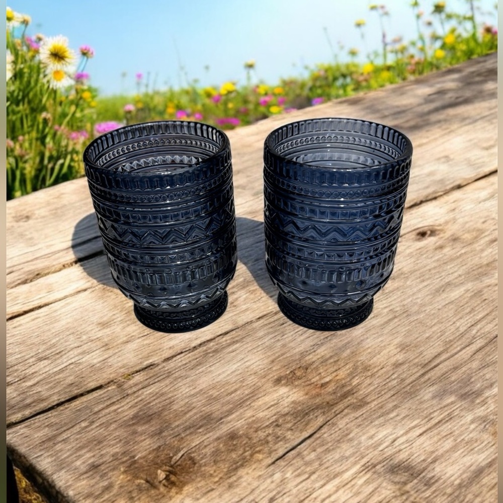 Set of FourTextured Blue Glasses